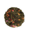 Sencha loose leaf tea with hibiscus and rose petals