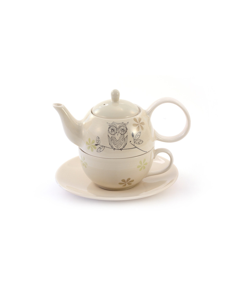 ceramic tea for one set owl