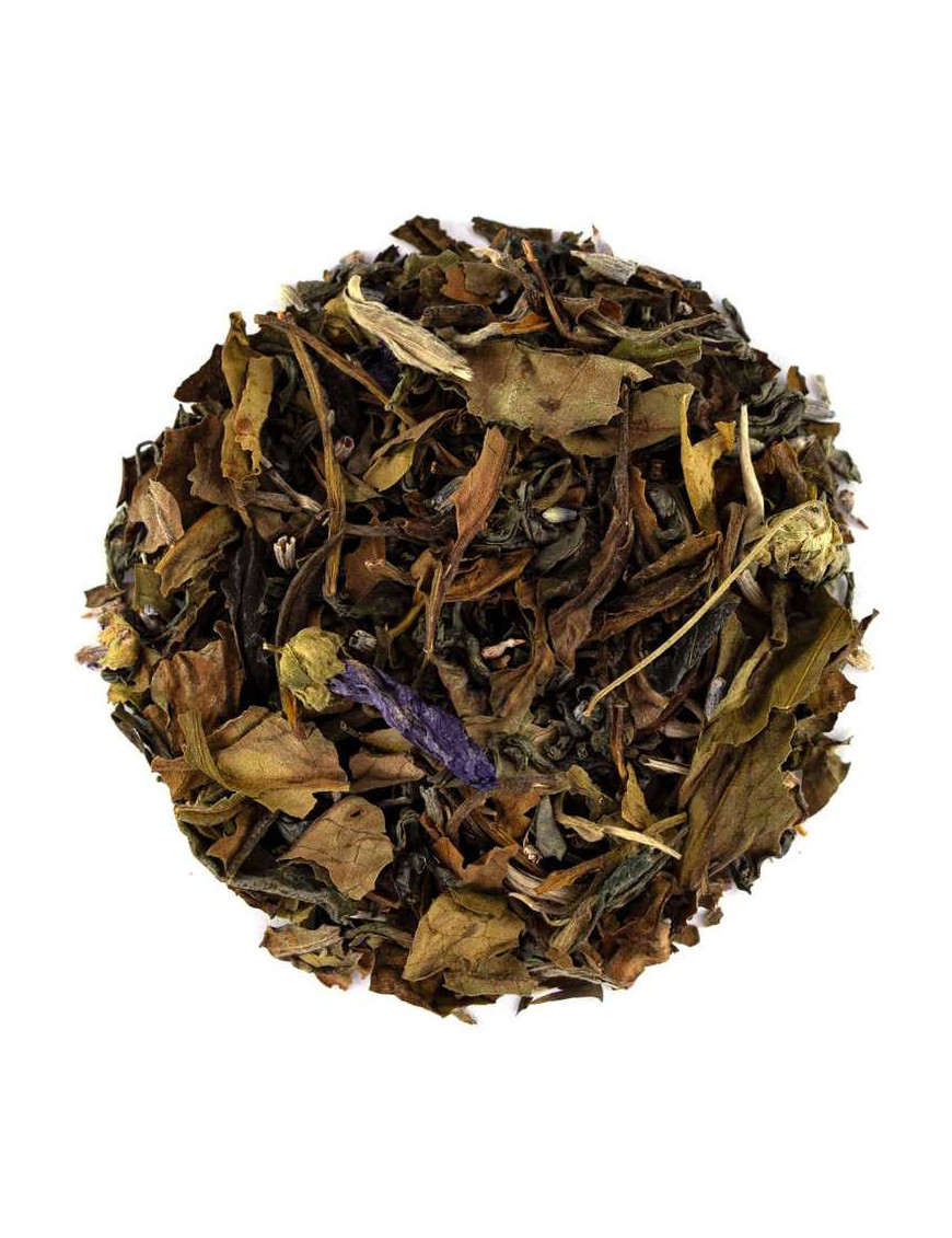 White natural loose leaf tea purple relax